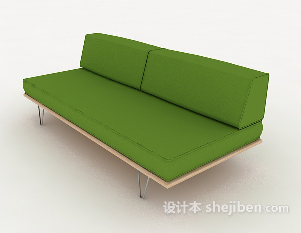 设计本简约绿色双人沙发3d模型下载