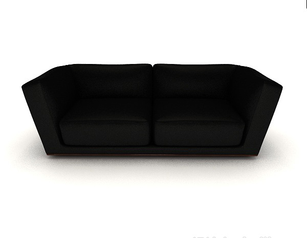 现代风格简约黑色商务双人沙发3d模型下载