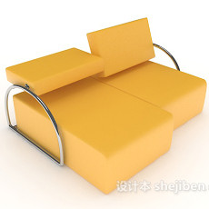 个性黄色双人沙发3d模型下载