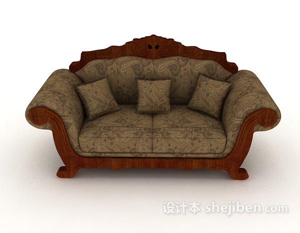 欧式风格欧式复古双人沙发3d模型下载