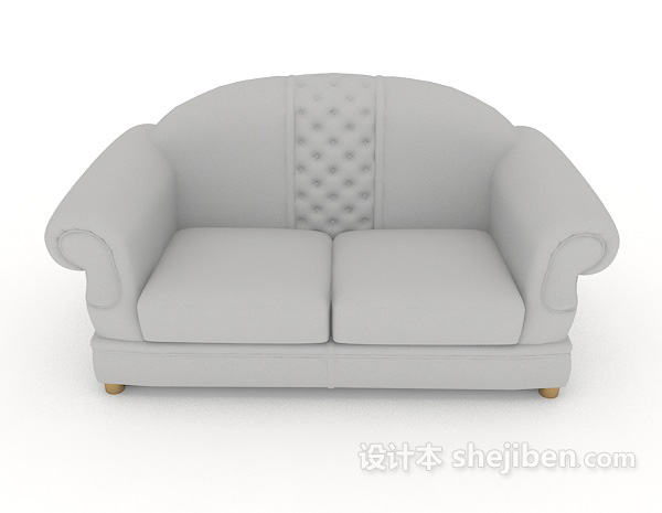 欧式风格简欧灰色双人沙发3d模型下载