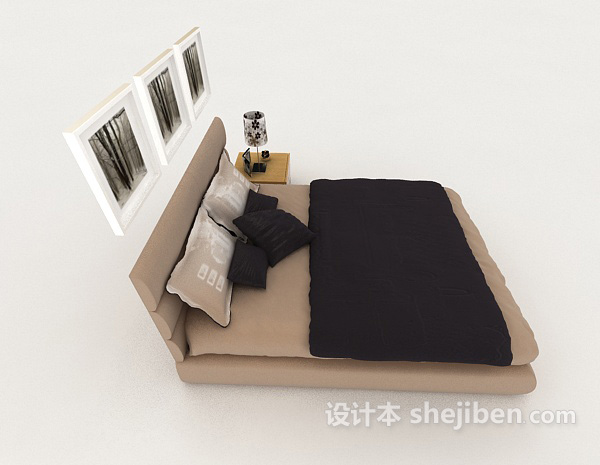 设计本简单型现代居家双人床3d模型下载