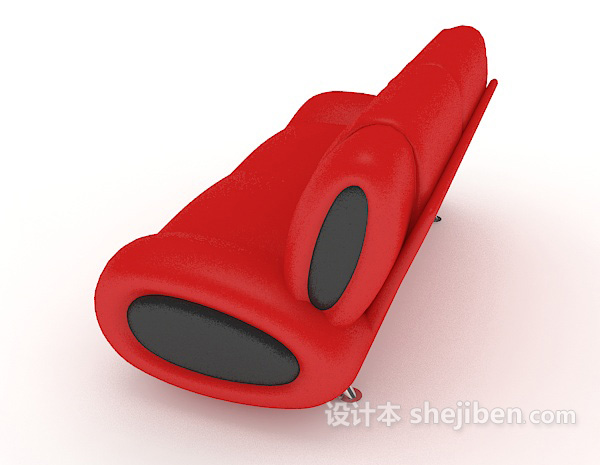 设计本现代简约个性红色双人沙发3d模型下载
