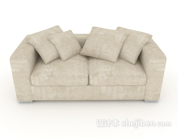 现代风格灰色简约家居双人沙发3d模型下载