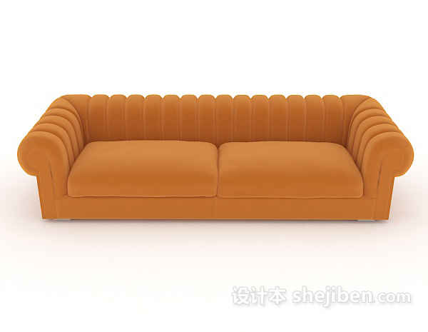 现代风格家居橙色简约双人沙发3d模型下载
