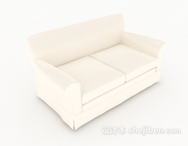 简约白色双人沙发3d模型下载