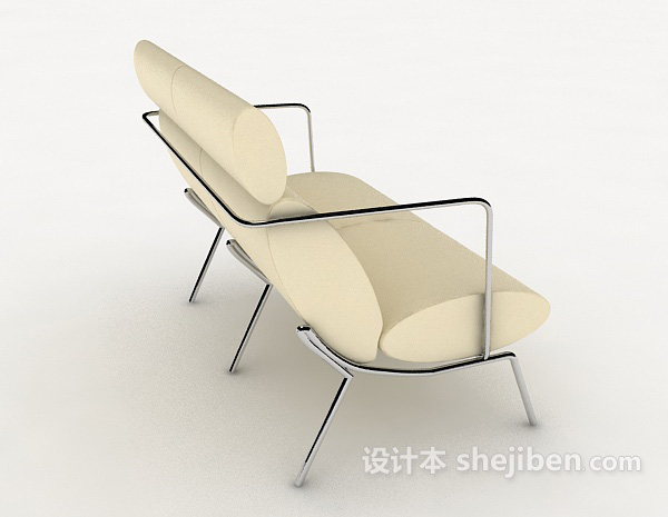 免费现代简约米白色休闲椅3d模型下载