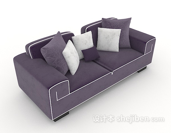 家居紫色双人沙发3d模型下载