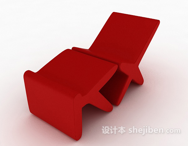现代风格红色个性休闲椅3d模型下载