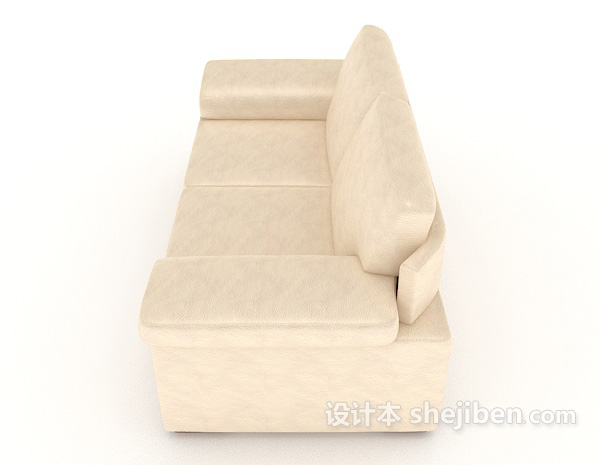 设计本家居米白色双人沙发3d模型下载