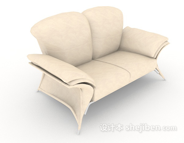 家居个性黄棕色双人沙发3d模型下载
