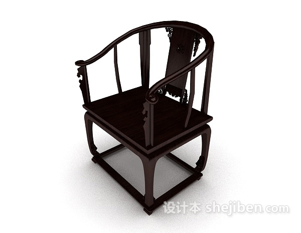清式漆木家居椅3d模型下载