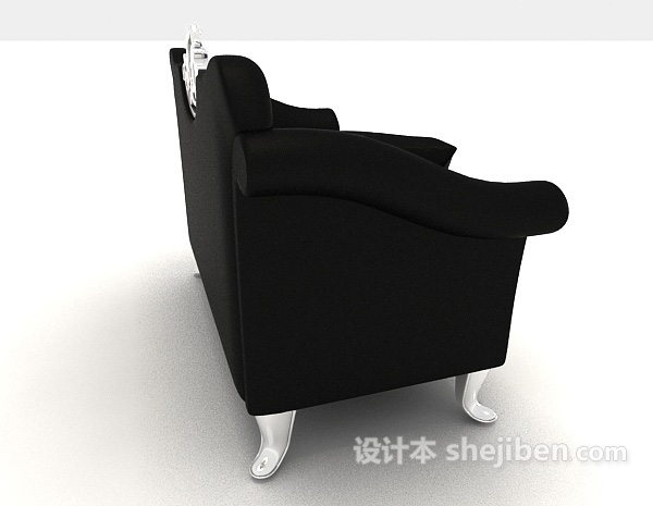 设计本黑色欧式双人沙发3d模型下载