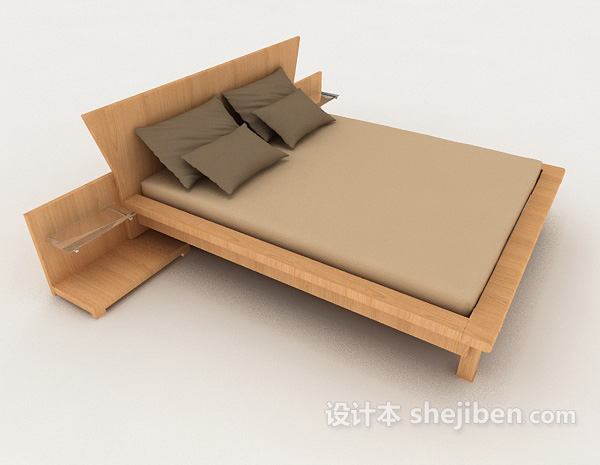 设计本家居式简单双人床3d模型下载