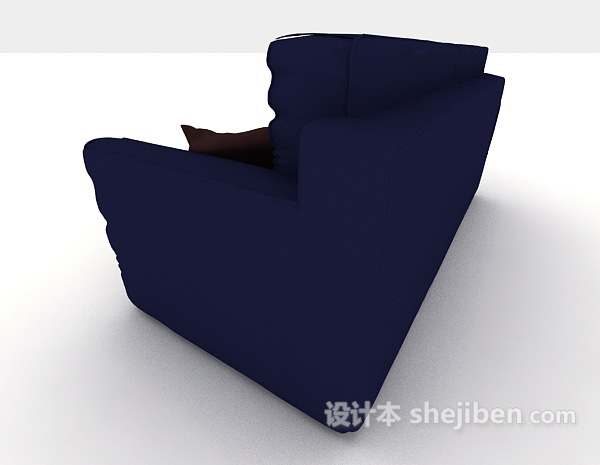 设计本现代蓝色双人沙发3d模型下载