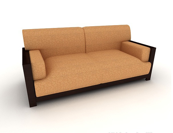 免费木质棕色双人沙发3d模型下载