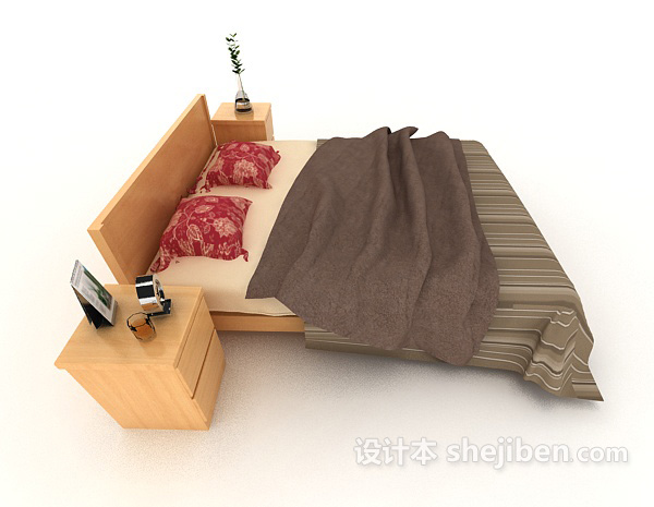 设计本现代简约家居双人床3d模型下载