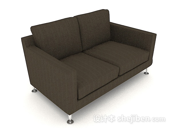 简约现代棕色双人沙发3d模型下载