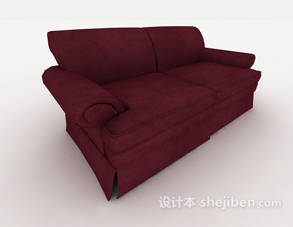 免费红色简单双人沙发3d模型下载
