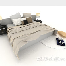 家居用品双人床3d模型下载