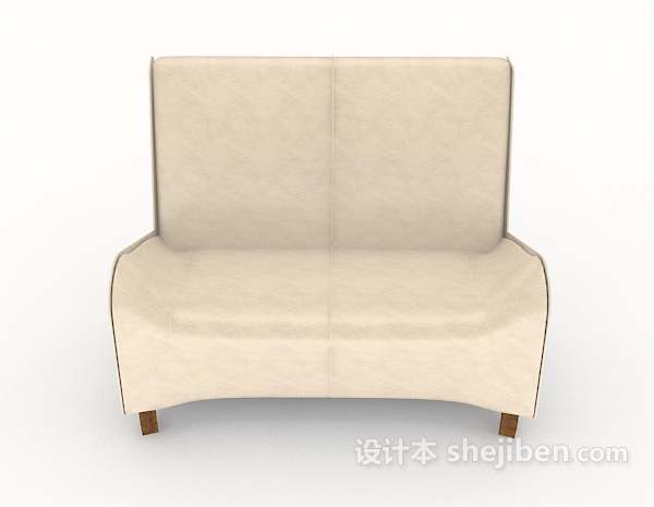 现代风格休闲米白色双人沙发3d模型下载