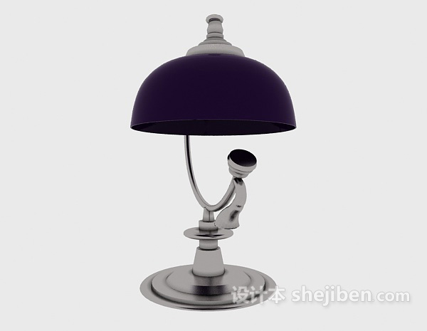设计本紫色家居台灯3d模型下载