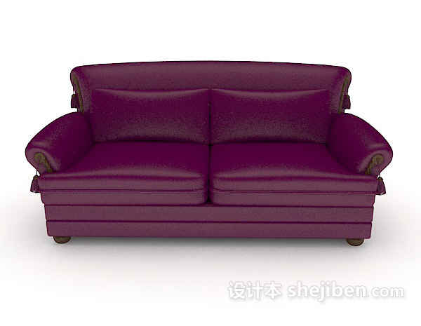 现代风格简约紫色双人沙发3d模型下载