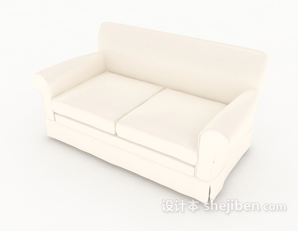 免费简约白色双人沙发3d模型下载