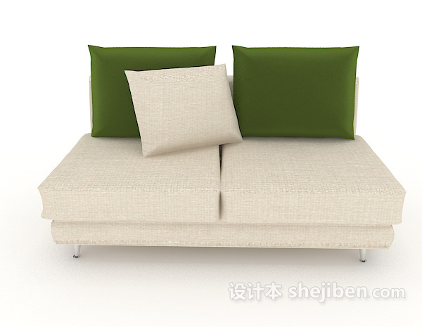 现代风格蓝白色清新双人沙发3d模型下载