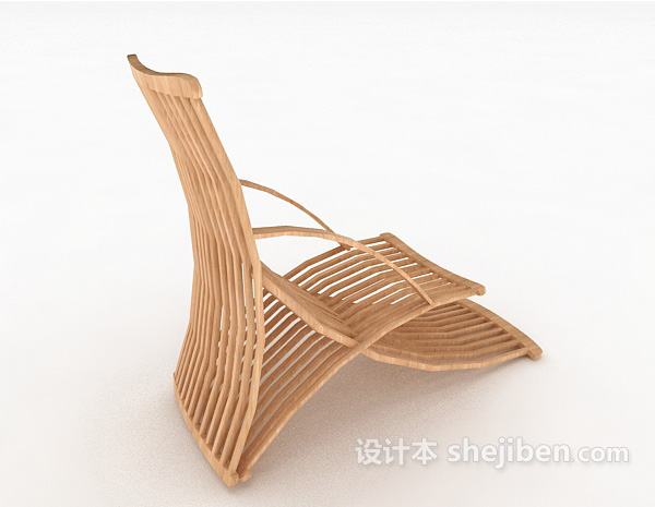 设计本实木沙滩休闲椅3d模型下载