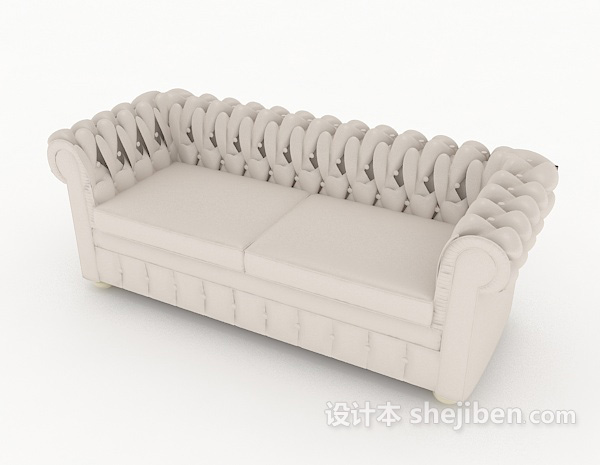 免费欧式简约家居灰色双人沙发3d模型下载