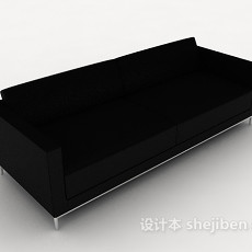 现代简约商务黑色双人沙发3d模型下载