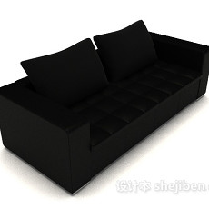 简约现代黑色双人沙发3d模型下载