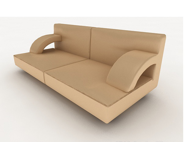 简约休闲棕色双人沙发3d模型下载