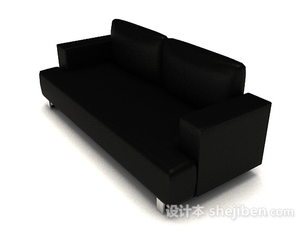 黑色商务简单双人沙发3d模型下载
