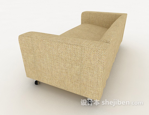 设计本休闲简约浅棕色双人沙发3d模型下载