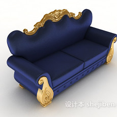 欧式高档蓝色沙发3d模型下载