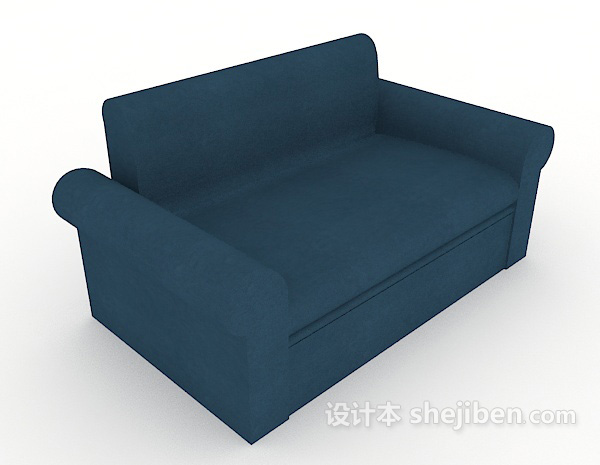 蓝色现代双人沙发3d模型下载