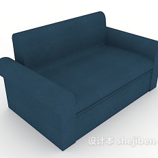 蓝色现代双人沙发3d模型下载