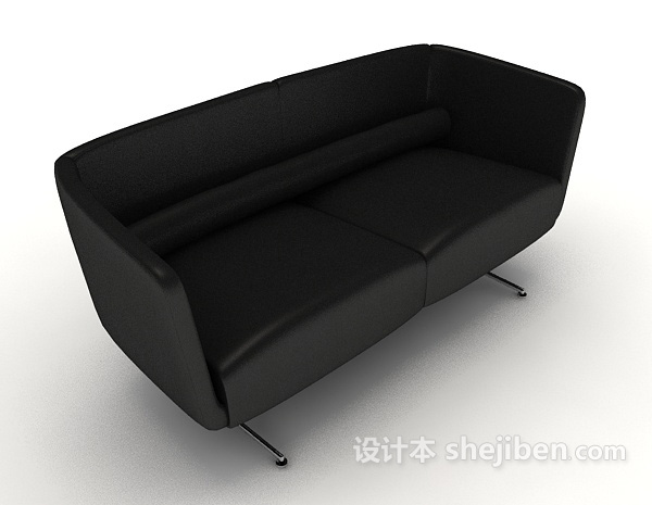 黑色简约双人沙发3d模型下载