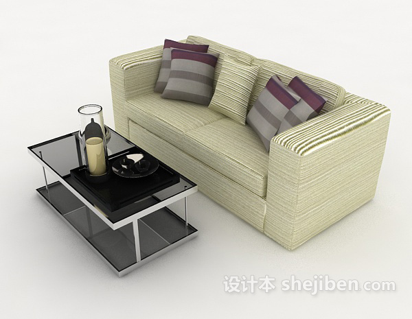 免费清新双人沙发3d模型下载