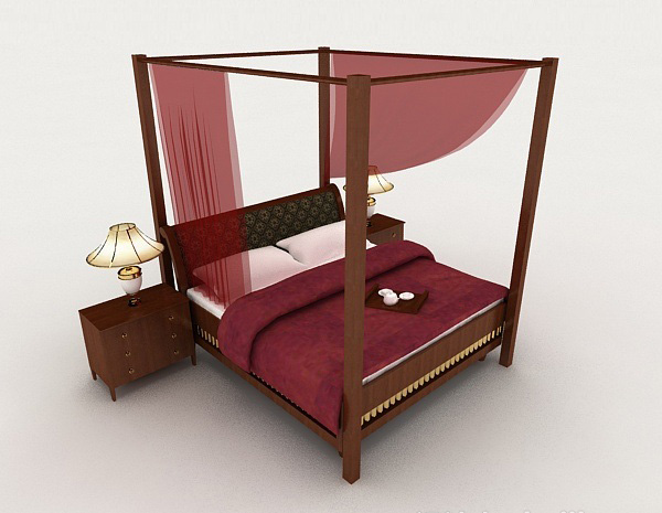 中式风格复古双人床