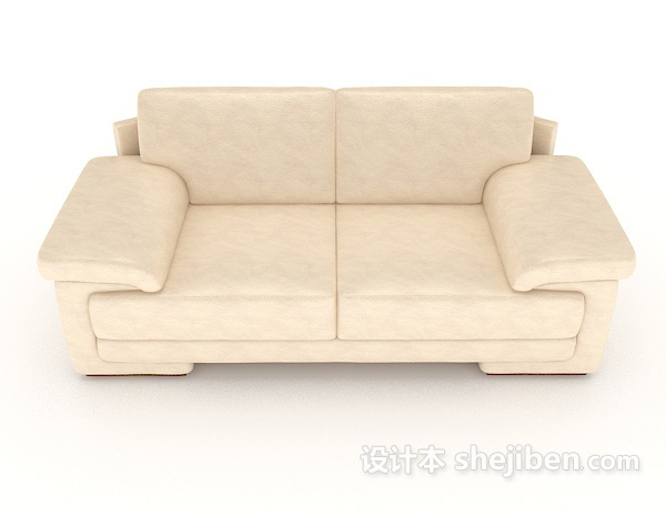 现代风格家居米白色双人沙发3d模型下载