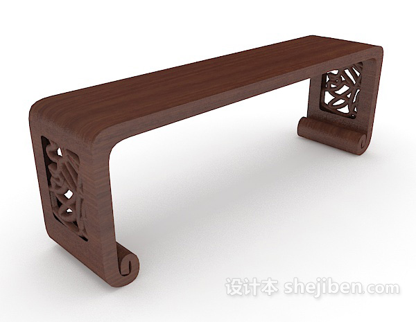 实木中式边桌3d模型下载