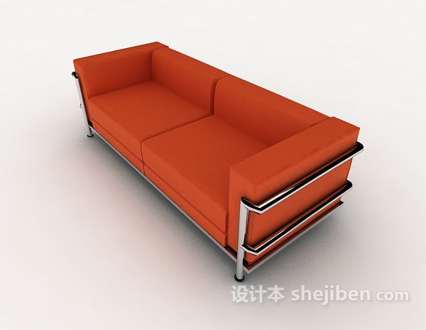 橙色居家双人沙发3d模型下载