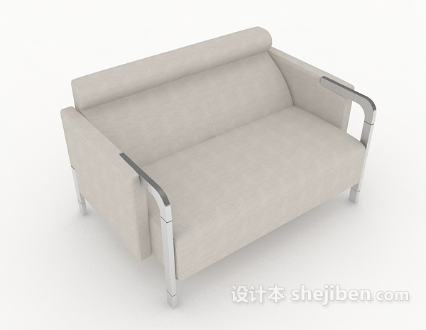 浅灰色简单双人沙发3d模型下载