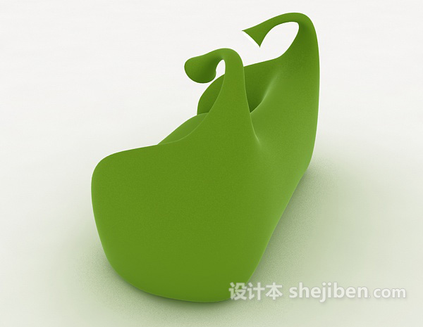设计本个性绿色多人沙发3d模型下载