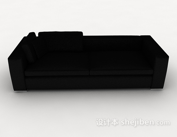 现代风格黑色现代简约双人沙发3d模型下载