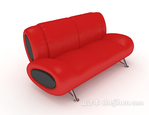 现代简约个性红色双人沙发3d模型下载