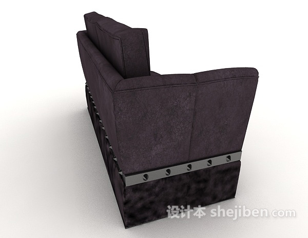 设计本深紫色双人沙发3d模型下载